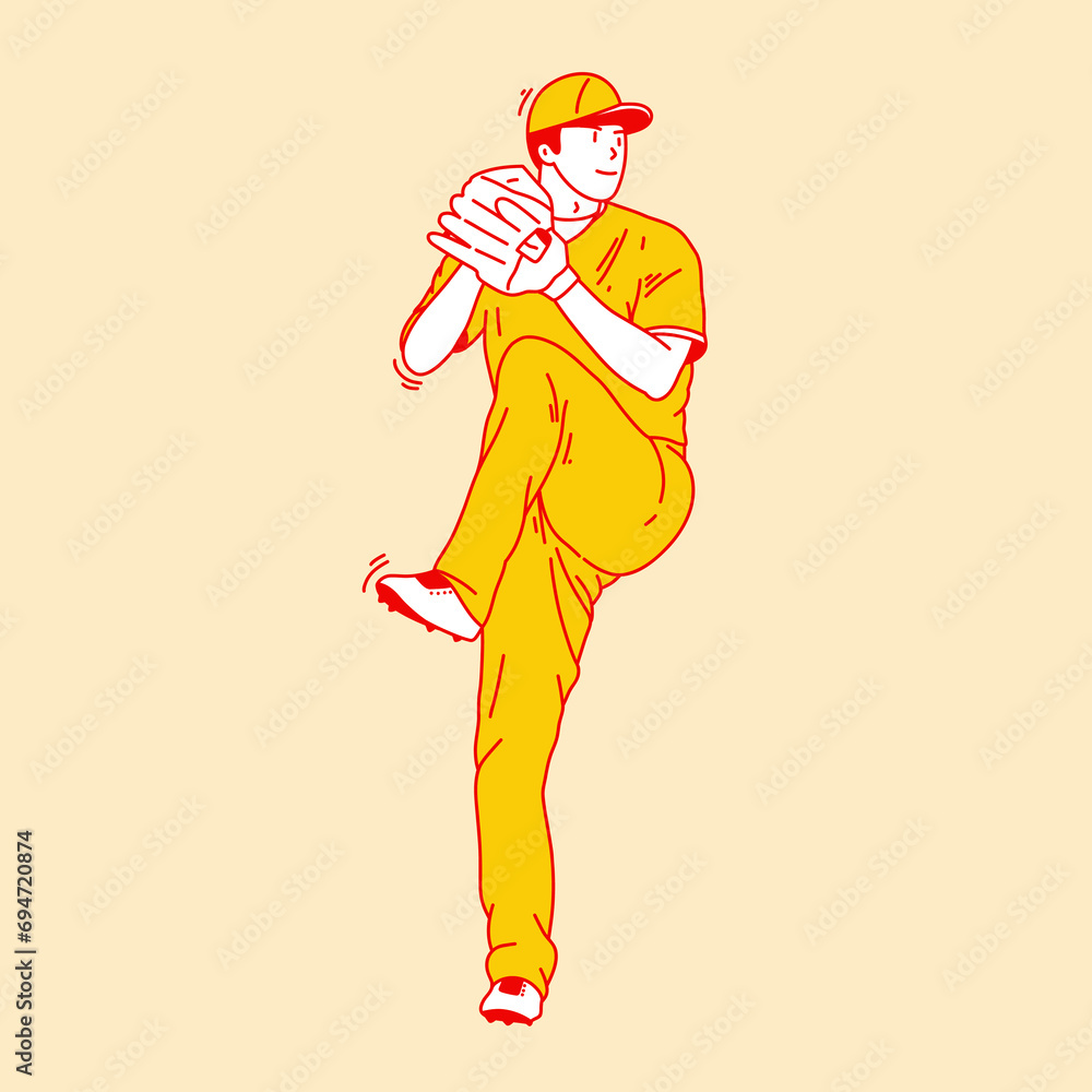 Simple cartoon illustration of a baseball player 6 Simple cartoon illustration of a baseball player 6