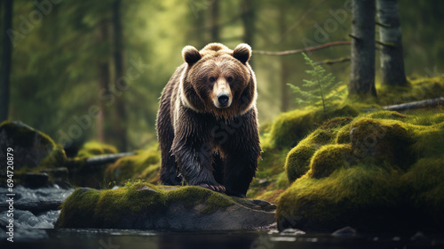 In the Heart of Nature: A Glimpse into the World of a Wild Brown Bear (Ursus arctos)