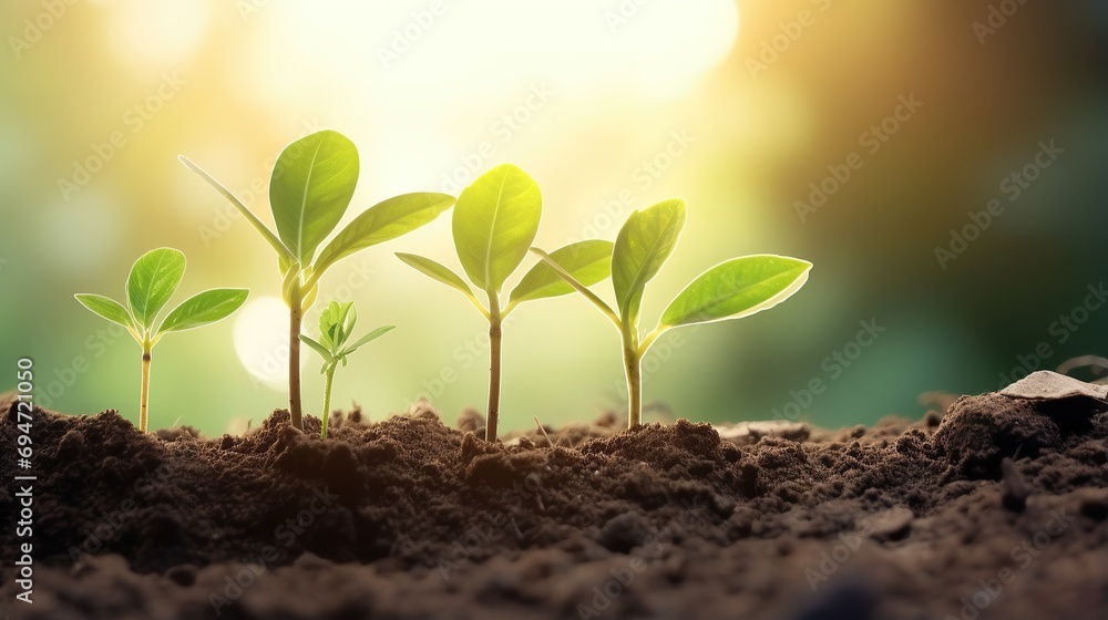 sequence of growth of young plants in nature and sunlight, natural tree growth. sequence of growth of young plants in nature and sunlight, natural tree growth.