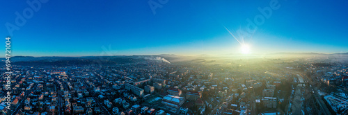 Old town at sunrise Nowy Sacz  panorama 360 photo