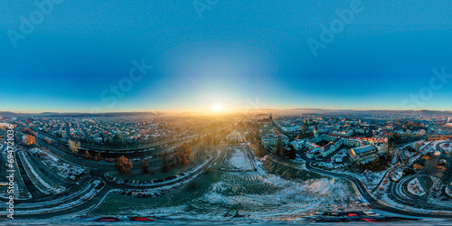 Old town at sunrise Nowy Sacz  panorama 360 photo