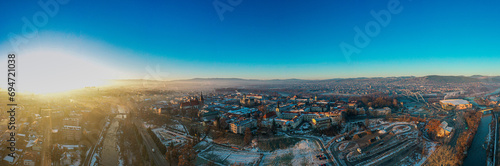 Fototapeta Naklejka Na Ścianę i Meble -  Old town at sunrise Nowy Sacz  panorama 360
