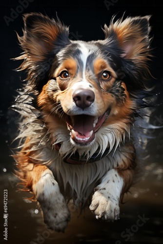 Agile Australian Shepherd in action, Generative AI