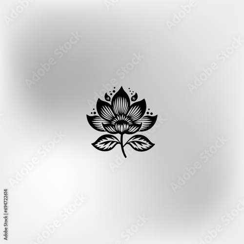 Vector black lotus icons set on white background. Lotus plant. Lotus flower