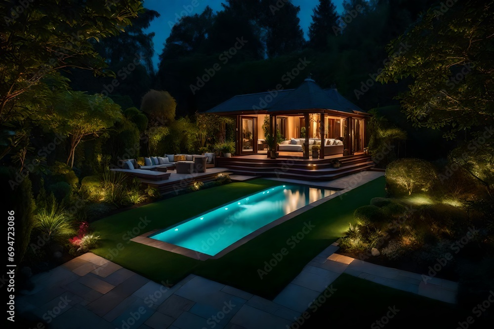Evening Magic in a Luxurious Garden Setting