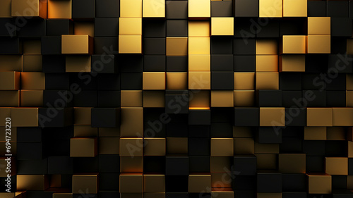 Abstract dark geometric luxurious noble gold black 3d texture wall