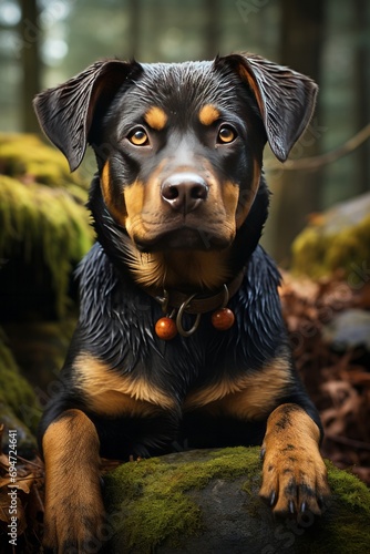 Loving Rottweiler with a big smile, Generative AI