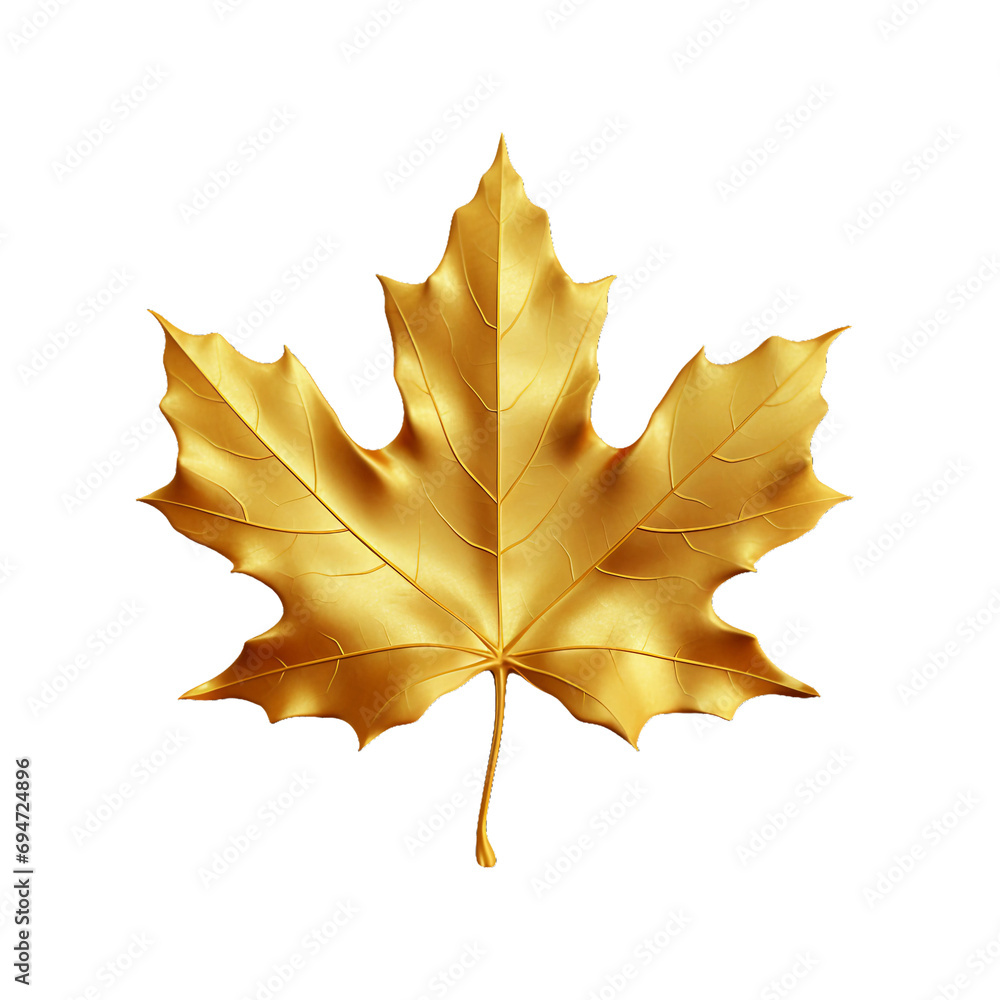 Obraz premium golden maple leaf isolated on transparent background