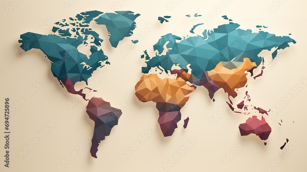 MInimalist design of World Map. Flat illustration style - obrazy, fototapety, plakaty 