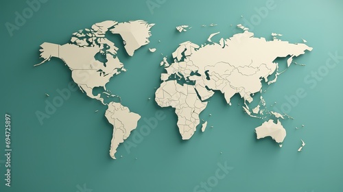 MInimalist design of World Map. Flat illustration style