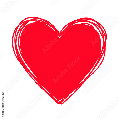 Heart shaped tangled grungy scribble hand drawn with thin line, divider shape. PNG isolated on transparent background