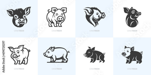 Stilisierte Schweine-Logos für kreative, innovative und vielfältige Unternehmen