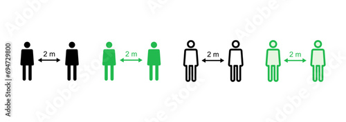 Social distance icon set. social distancing icon. self quarantine sign