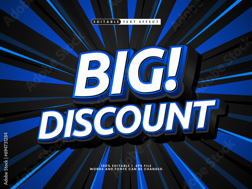 big discount 3d editable text effect template photo