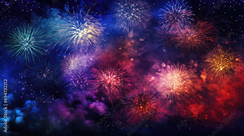Colorful Fireworks Display at Night