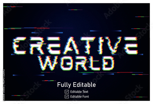Realistic glitch text effect for video game text for editable cyber Monad vhs font