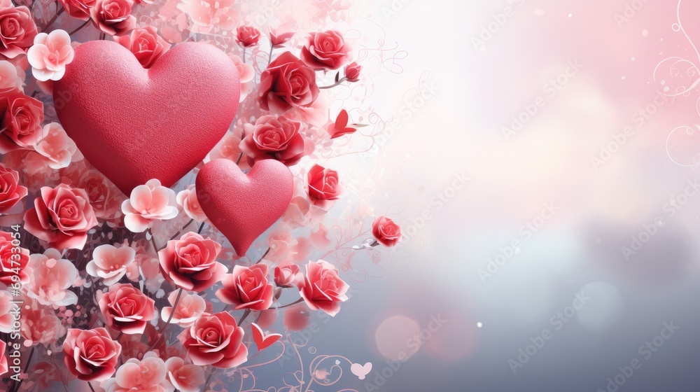 Valentine's day background with red hearts and copy space