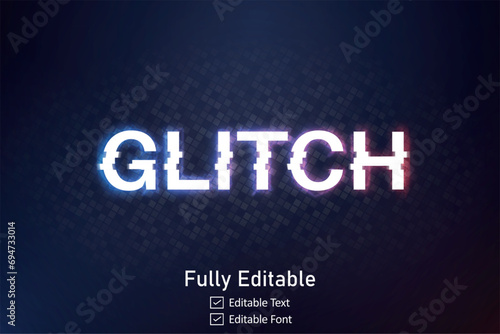 Realistic glitch text effect for video game text for editable cyber Monad vhs font