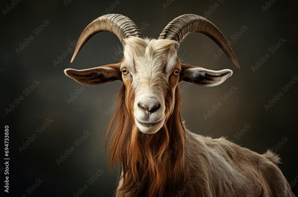 Male goat. Nature horn animal. Generate Ai