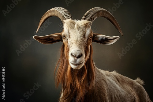 Male goat. Nature horn animal. Generate Ai