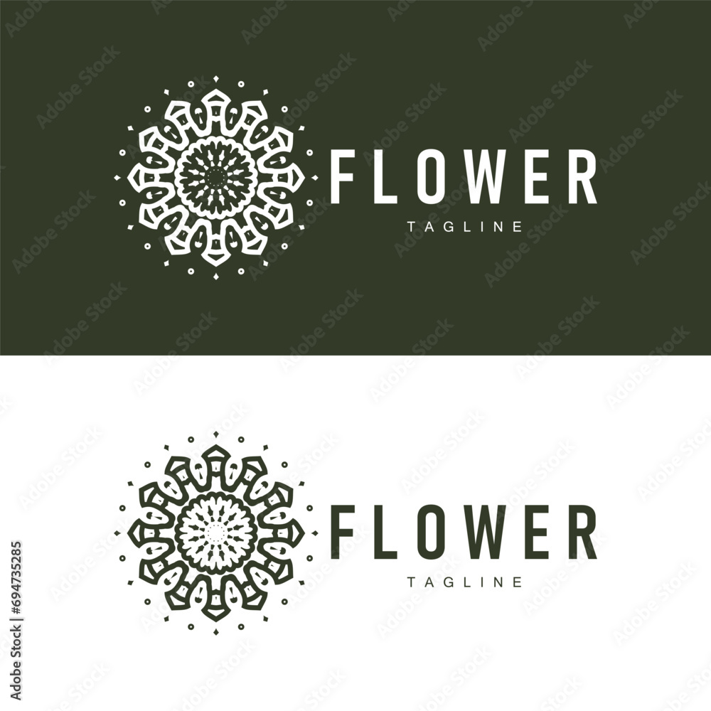 Abstract style floral logo design simple floral mandala illustrator template Abstract style floral logo design simple floral mandala illustrator template