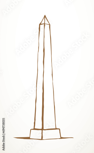 Vector drawing. Egyptian pillar obelisk