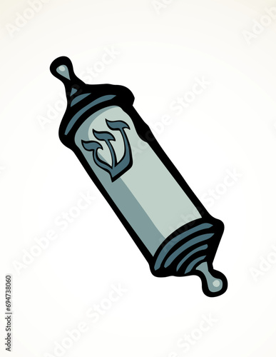 Vector drawing. Jewish box with torah. Mezuzah