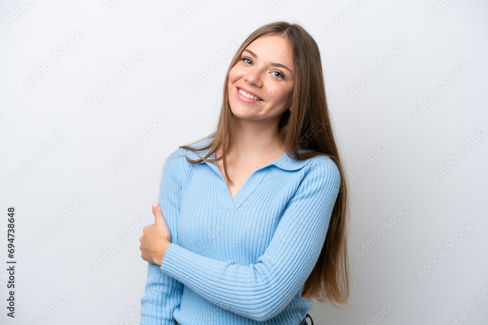 Young Lithuanian woman isolated on white background laughing Young Lithuanian woman isolated on white background laughing