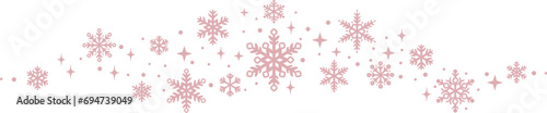 Pink snowflake wave banner, holiday clip art illustration, vector decoration element