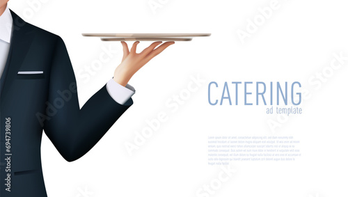 Waiter Tray Platter Holding By Mans Hand photo