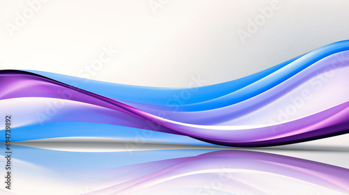 Serene Blue and Purple Wavy Lines Reflecting on a Pristine White Background
