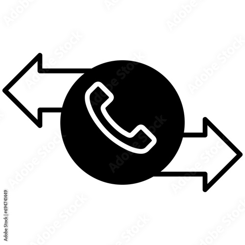Incoming and outgoing calls solid glyph icon illustration