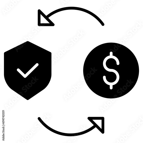 Funds protection solid glyph icon illustration