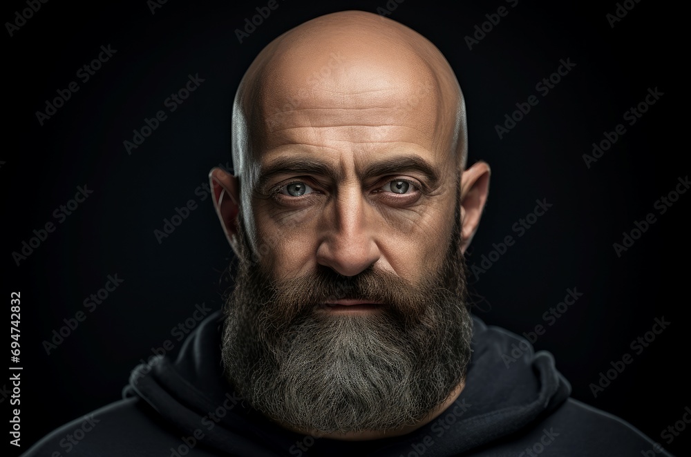 Robust Man beard bald head. Adult portrait. Generate Ai Robust Man beard bald head. Adult portrait. Generate Ai
