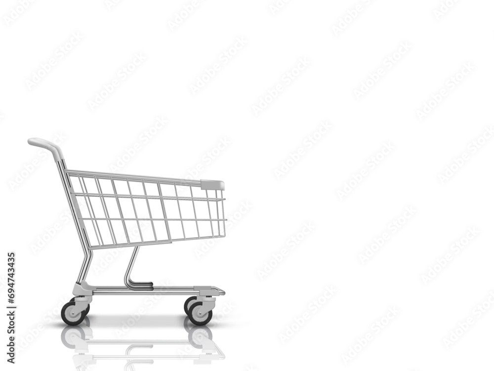 3D Realistic Shopping Cart With White Items 3D Realistic Shopping Cart With White Items