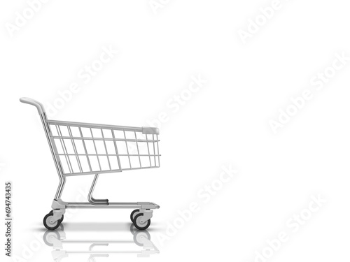 3D Realistic Shopping Cart With White Items photo