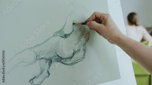 An artist at work in his studio