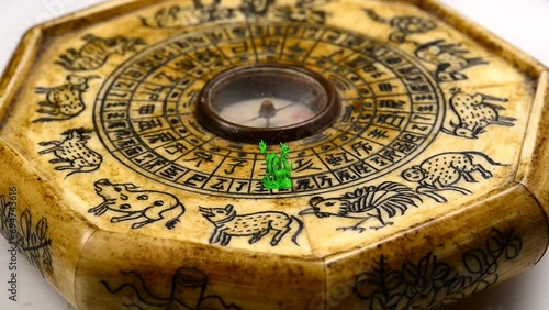 2024 year of the wood dragon, figure on a turning chinese compass photo