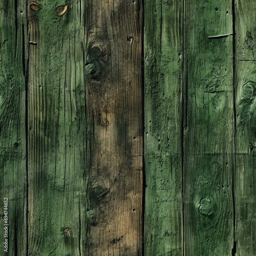 Seamless Wood Plank Texture rustic wood where the dominant color is Green created with Generative Ai
