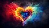 multi-colored smoke or paint in the shape of a heart, wallpaper, background