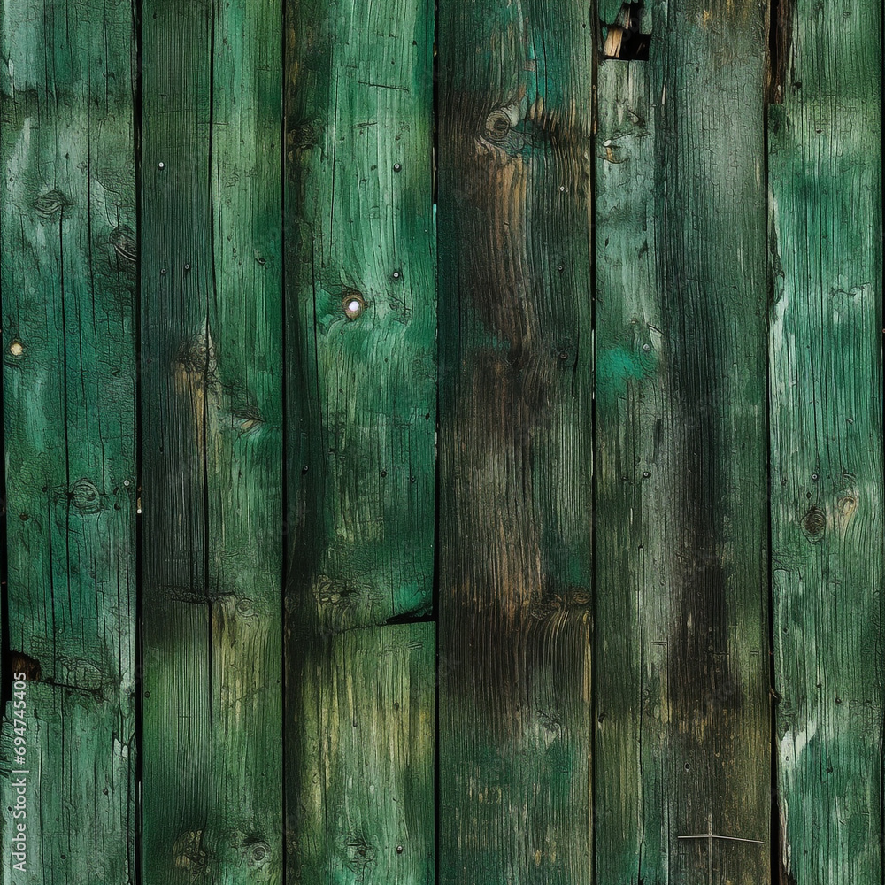 Fototapeta premium Seamless Wood Plank Texture rustic wood where the dominant color is Green created with Generative Ai