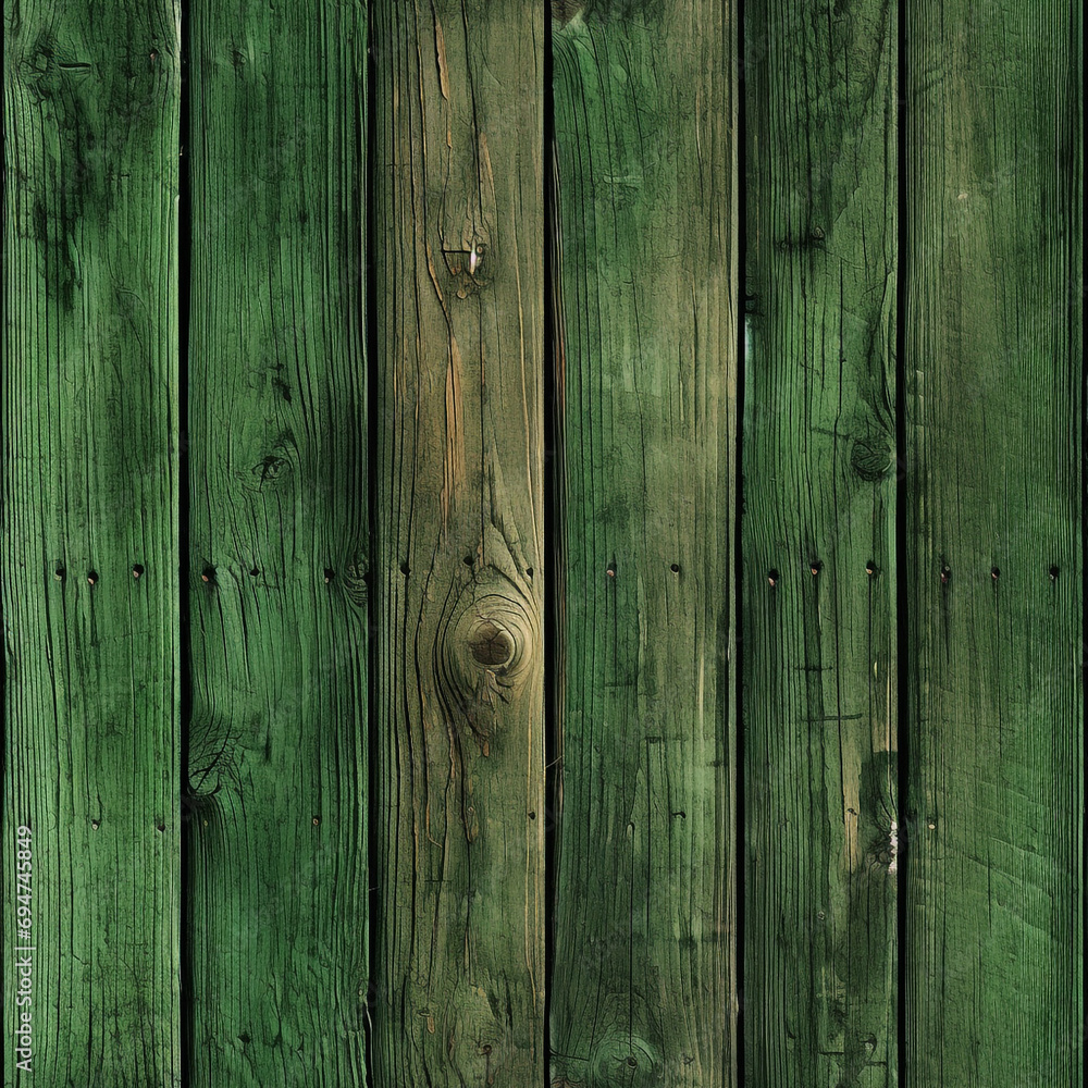 Naklejka premium Seamless Wood Plank Texture rustic wood where the dominant color is Green created with Generative Ai