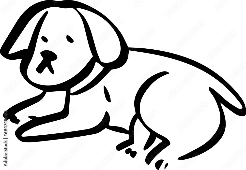Fototapeta premium Cute Dog Illustration Line Art Outline Minimalism