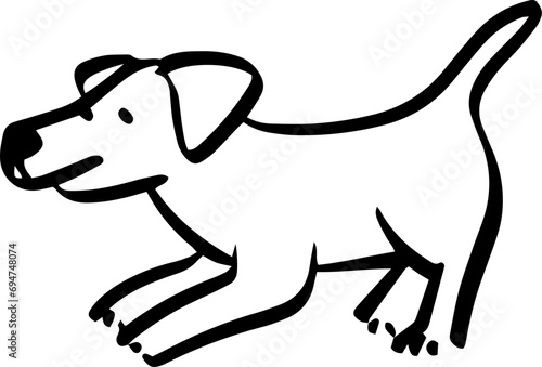 Cute Dog Illustration Line Art Outline Minimalism photo