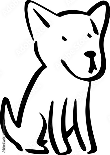 Cute Dog Illustration Line Art Outline Minimalism