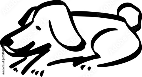 Cute Dog Illustration Line Art Outline Minimalism