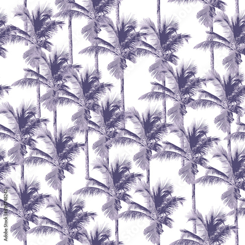 Seamless vector monochrome tropical palm tree pattern.simple summer,spring,winter colour plants leaves flowers, palm tree , jungle palm tree pattern with white background.