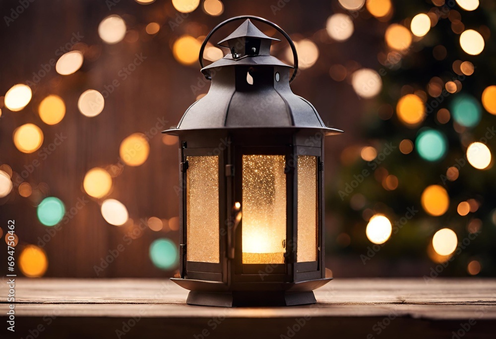 christmas lantern in the snow