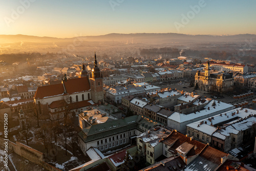 Old town at sunrise Nowy Sacz   photo
