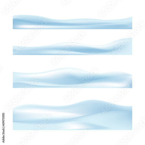 Realistic snowdrifts isolated on white background. Winter snowy abstract background. Frozen landscape with snow caps. Decoration for Christmas or New Year. Vector illustration